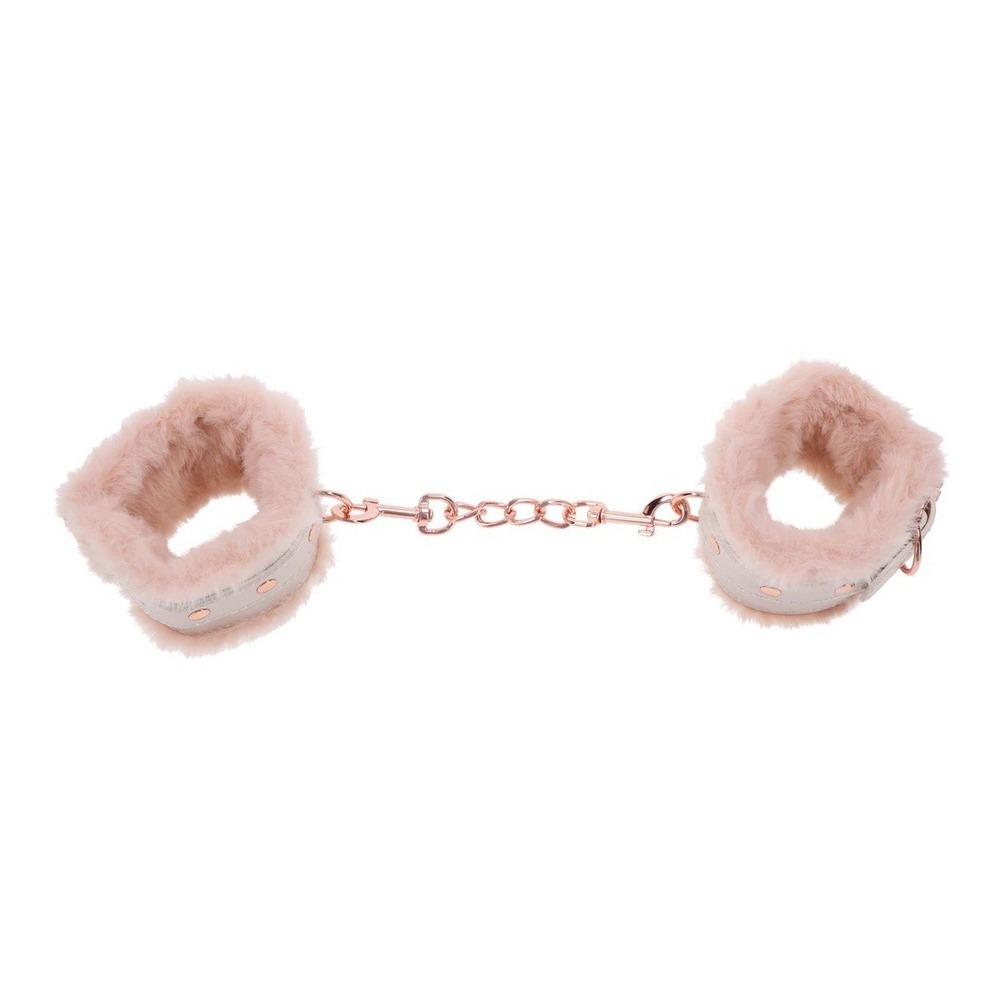 Handcuffs Faux Fur Fetish Restraints Rose Gold Peaches n Creme - Picture 5 of 6